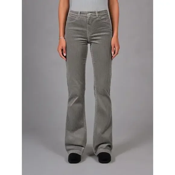Divided Sz.4 Women's Corduroy Grey Pants 98% Cotton 2% Elastane NICE SOFT - Picture 1 of 12